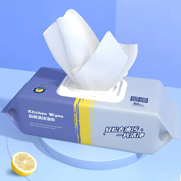 thickened and increased blue kitchen wipes heavy duty non woven kitchen exhaust cleaning wet wipes 80 pcs