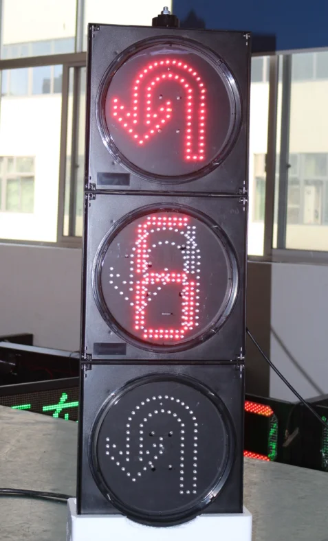 Red green yellow arrow 300mm led traffic signal lights with countdown timer