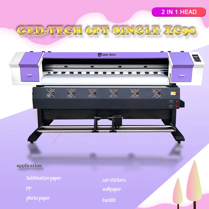 1.8m Eco Solvent Printer With Single xc90 Head Large Format Tarpaulin Printing Machine For Banner Sticker Paper Label