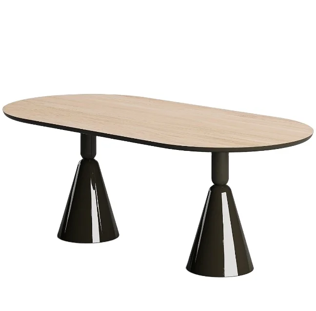 Modern Luxury Oval Shape Solid Wood Marble MDF Fiberglass Base Slate Board Top Dining Table For Dining Room