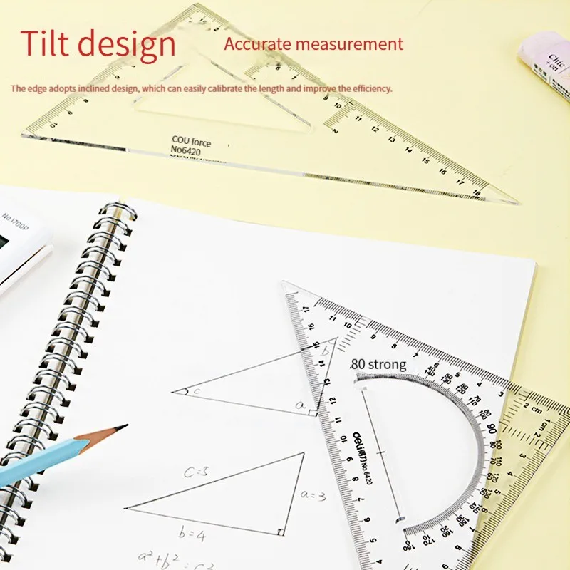 Deli 6415 Triangular Ruler Student Drawing Drawing Drawing Sketch Triangular Board Set Construction Ruler Measuring Ruler
