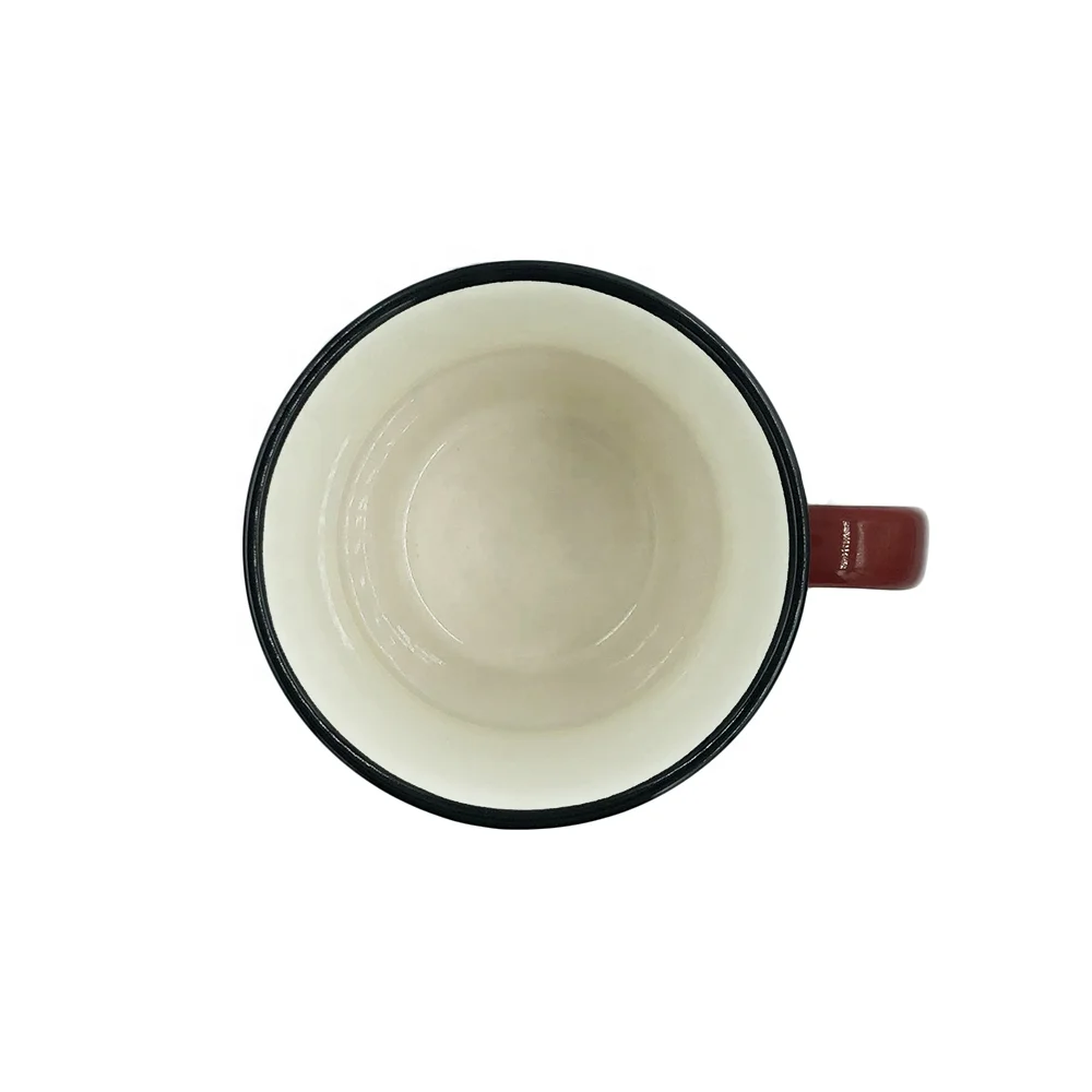 Japan Style Black Rim Vertical Ceramic Coffee Mug For Daily Use Ceramics Cups