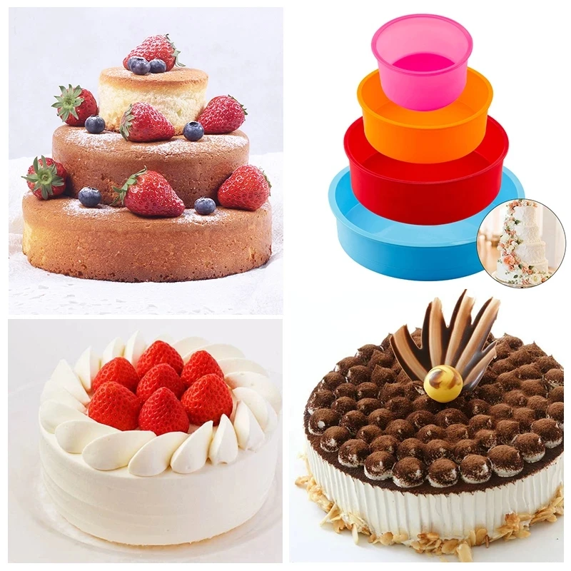 Silicone Layered Cake Mold Round Shape Rectangular Silicone Bread Pan Toast Bread Mold Cake Tray Mould Non-stick Baking Tools