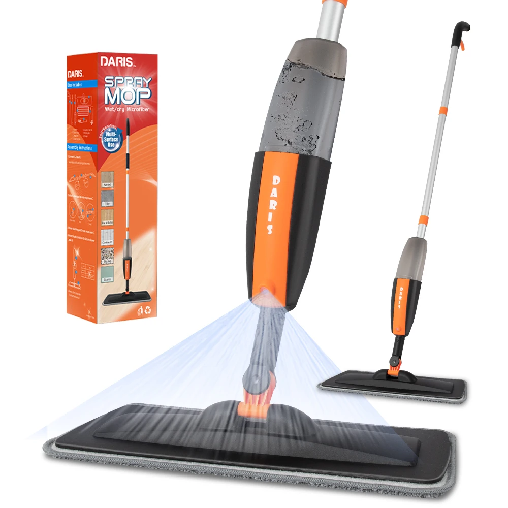 DARIS 360 Degree Flat Mop Easy to Use Squeeze Mop Wet and Dry Spray Water Mop for Floor Cleaning
