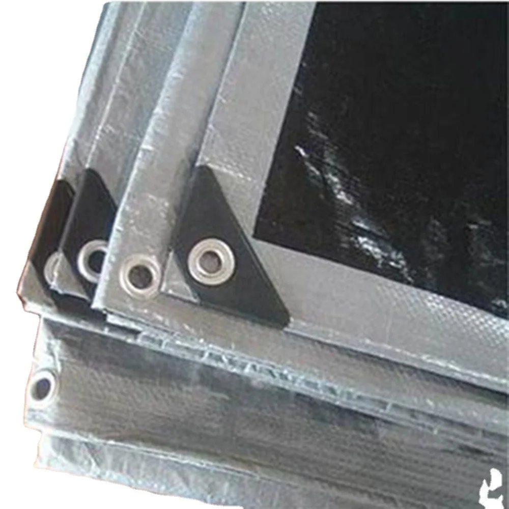 140gsm  5x8m Black silver  waterproof PE tarpaulin for truck boat container cover