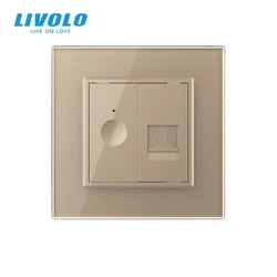 Livolo c7 Tel Socket Module And 1 Gang Touch Switch Assemble European Socket And Switch