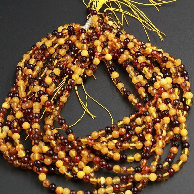 Natural Round shape Baltic amber plain loose gemstone polished beads making jewelry wholesale price per carat