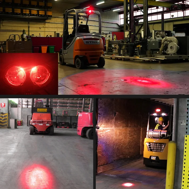 8W DC 10-80V universal forklift work reginal red/blue zone safety warning light forklift led spot light