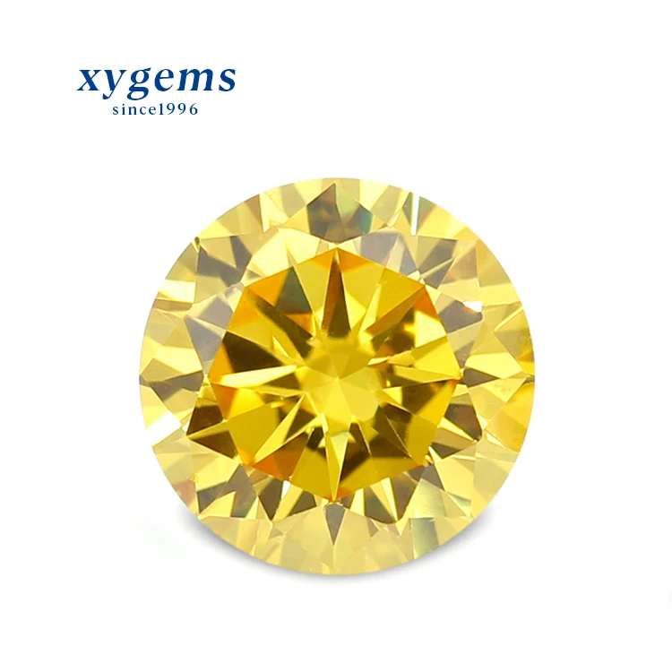 Diamond Cut Golden Yellow Round Cubic Zirconia for Jewelry Making