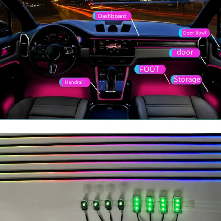 NEW LED flowing Chasing acrylic ambient acrylic stripe light car symphony car ambient lights rgb car interior acrylic