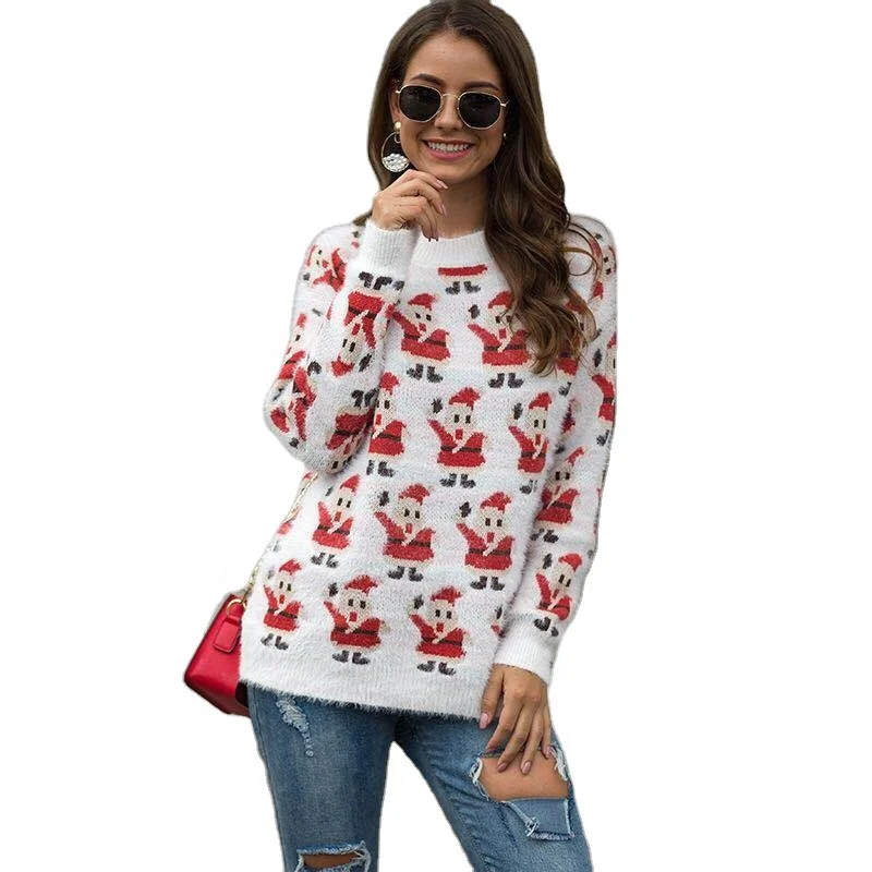 
2021 new design family plain ugly Christmas sweater long-sleeved o-neck sweater for women 
