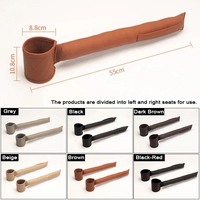 
PU Leather Seat Gap Filler Between Consoles Box and Car Seats with Cup Holder 