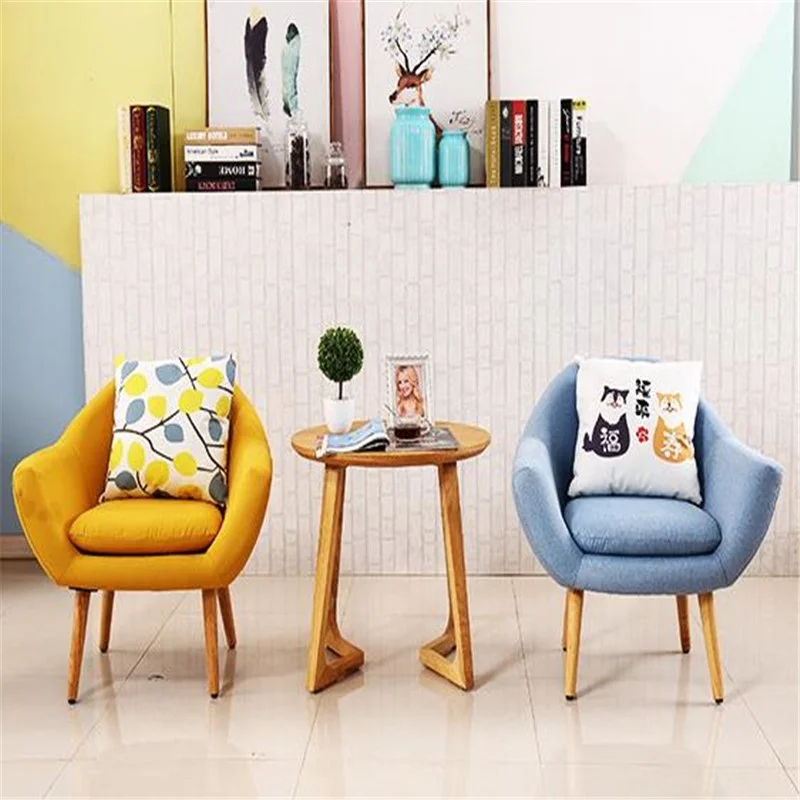 
Classic Design Furniture Wooden Frame Lounge Chair Accent Arm Chair Fabric Single Cafe Chair 