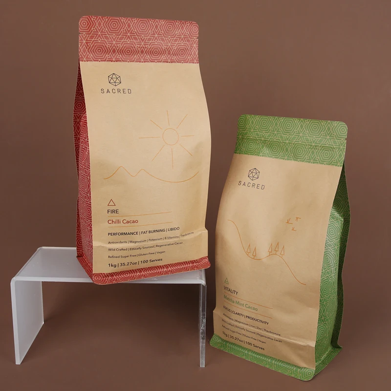 Custom logo flat bottom zipper bag coffee packaging bag self-sealing coffee pouch with air valve dried fruit packaging