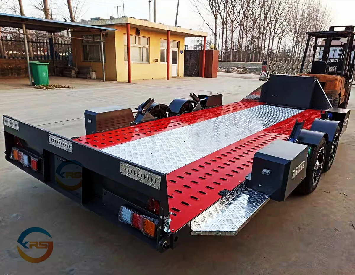 Tandem Axle Car Trailer with Adjustable Loading Ramp