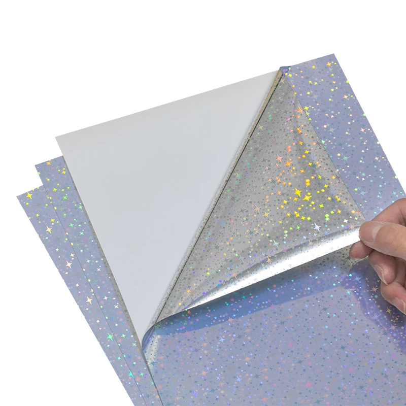 Custom Inkjet Printable A4 PVC Holographic Laminate Sheets Cold Stars Holographic Overlay Star Pattern Overlay Film