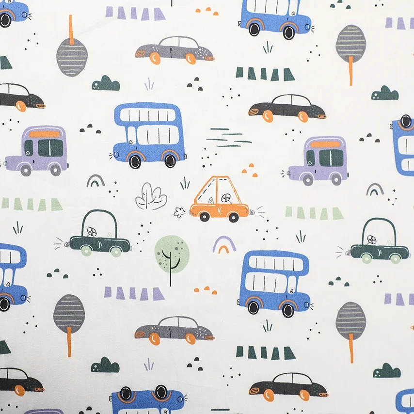 Wholesale Soft Hand Feel Pure Printed Cotton with Car Designs