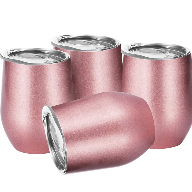 12oz Beer Cups Wine Tumbler Mug Wine Glass With Lid Vacuum Thermos Egg Shaped Cup 304 Stainless Steel