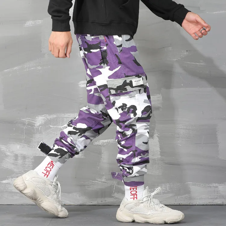 Hot Good Quality Mens Casual Woven Camo Pants Custom Loose Fit Hip Hop Camo Jogger Pants