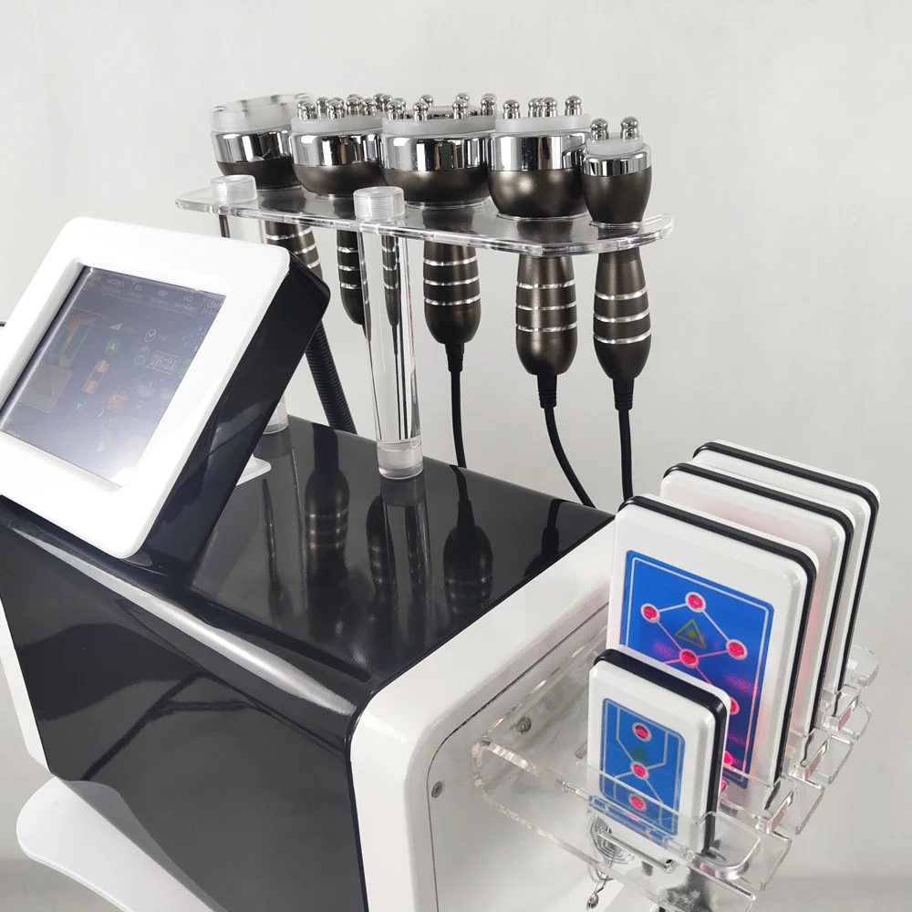  Лучший аппарат для коррекции фигуры Lipo RF вакуумный кавитационный лазер уменьшения жира 40K ультразвуковой радиочастотный похудения