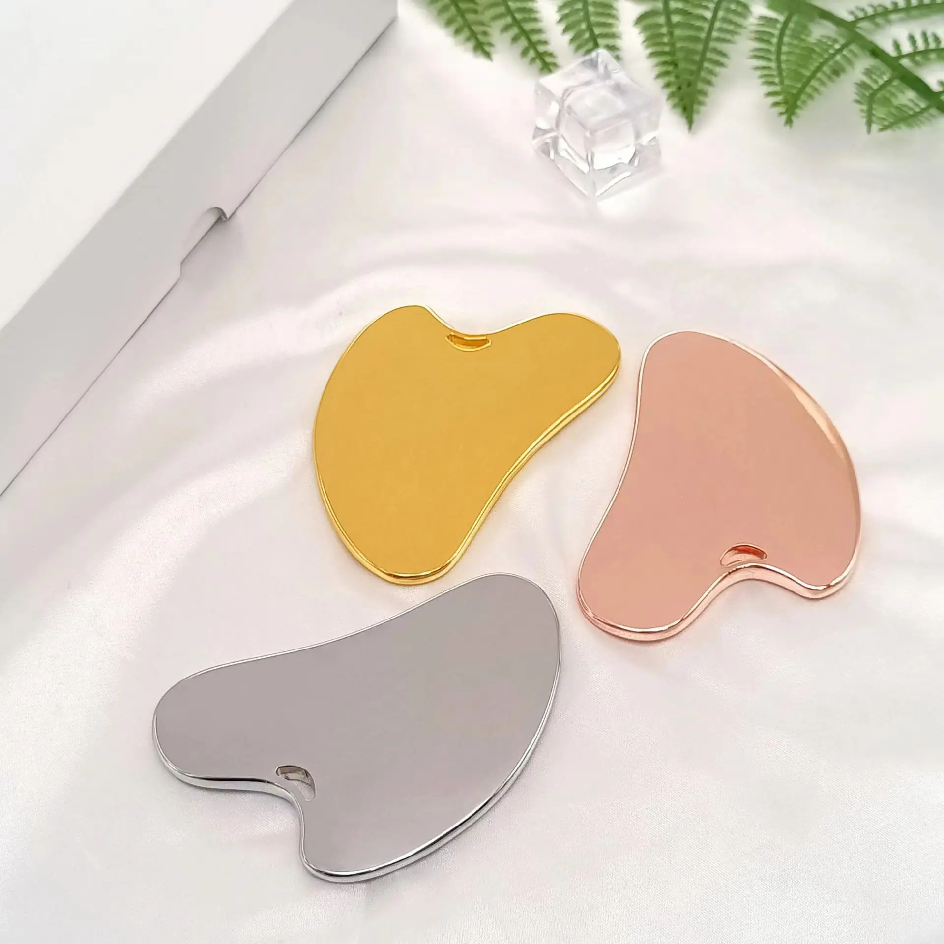 Массажный инструмент для ухода за кожей лица из нержавеющей стали Gua Sha металлический Guasha Массажер с отверстием