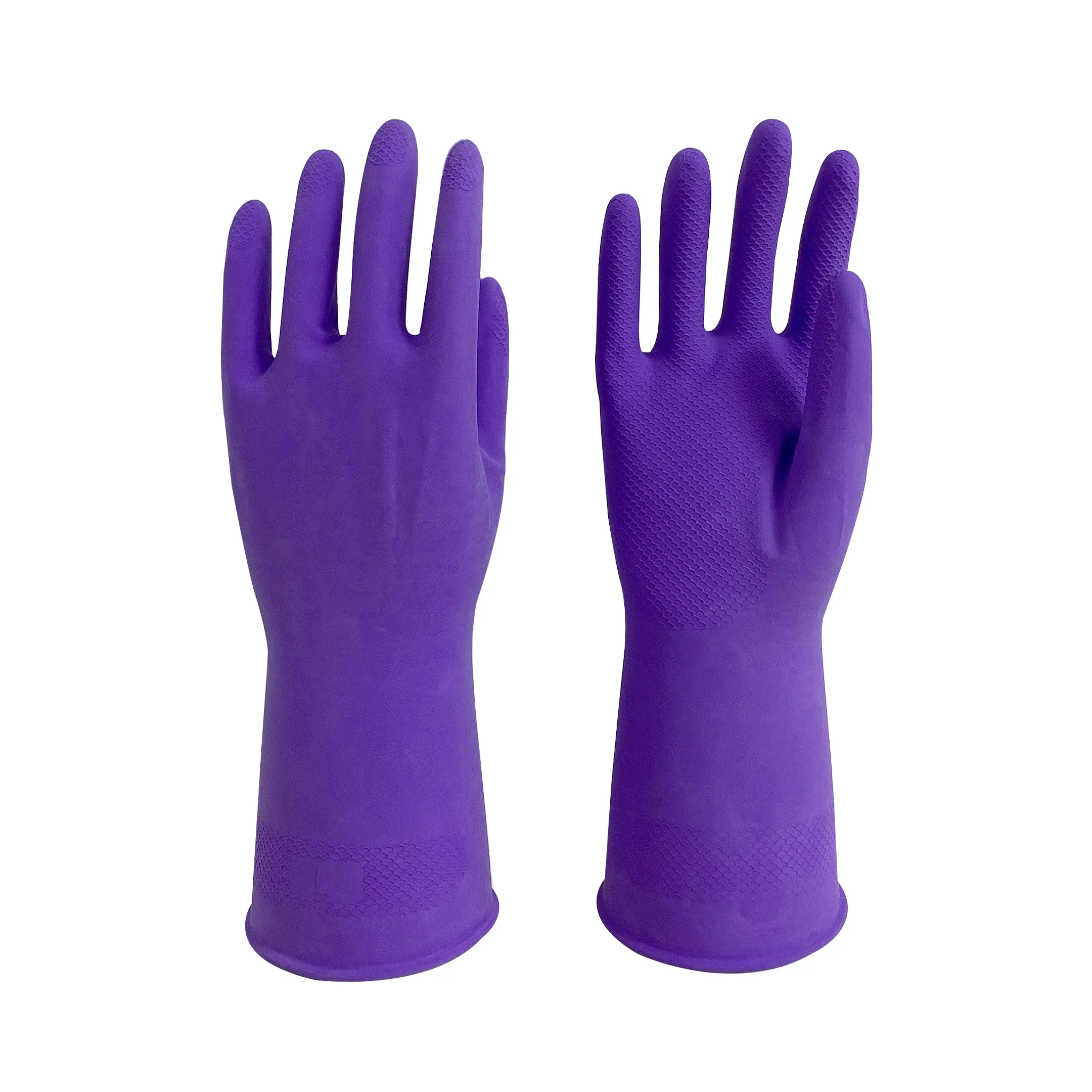 Factory Reusable Orange Color Flocklined Latex Household Cleaning Glove