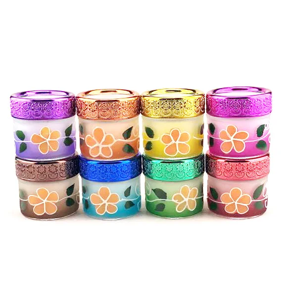 colour decorative airtight food storage glass jar canister and mirror plastic lid 80ml or 100ml