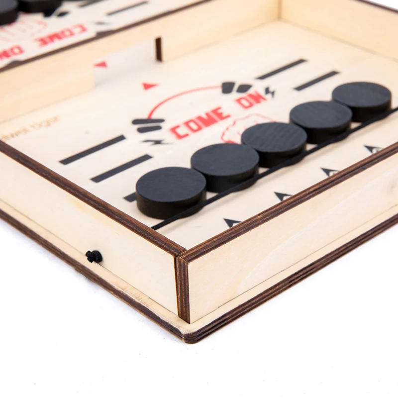 Portable Desktop Fast Sling Puck Interactive Table Ice Hockey Ejection Wooden Board Games For Adult And Kids