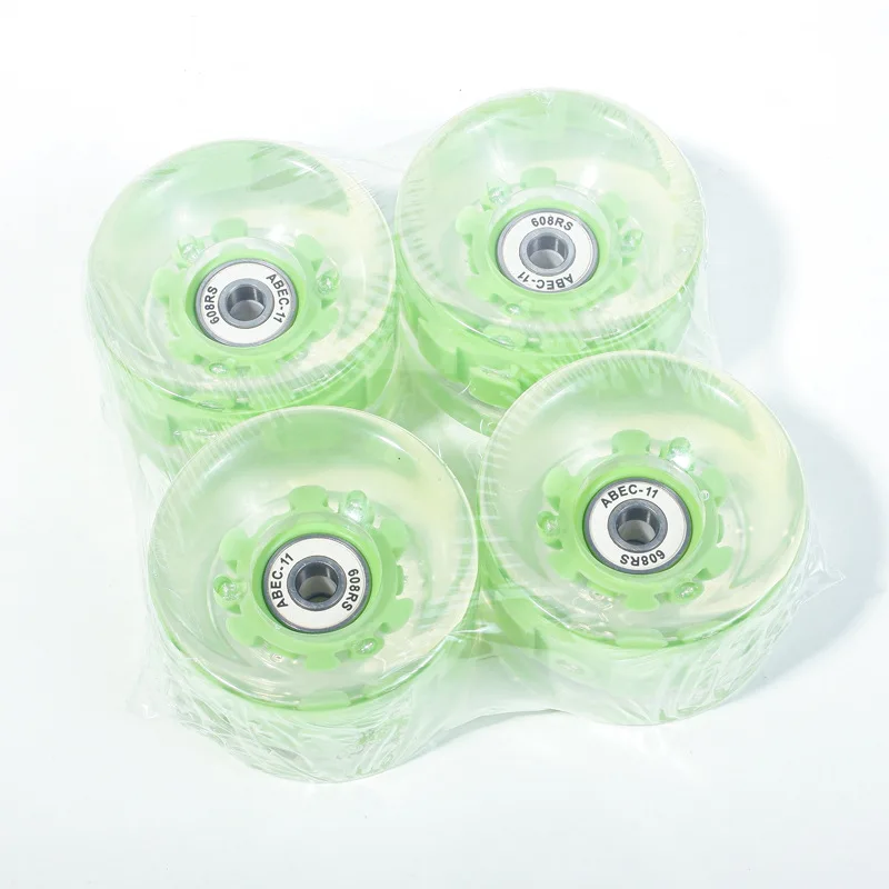 Land surfboard luminous wheel transparent PU color flash wheel skateboard vitality board long board high elastic wheel