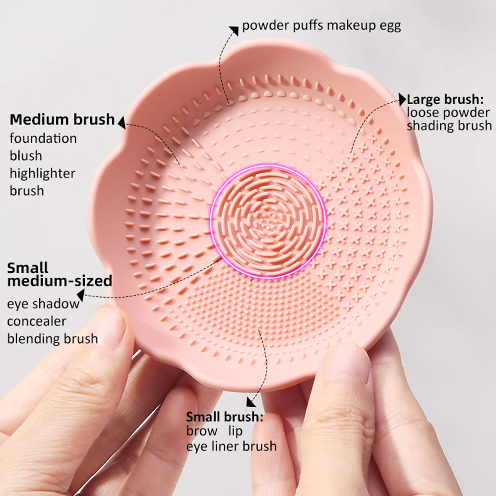 Hot Sale Limpiador De Brochas De Maquillaje Holder Make Up Tool Cleansing Pads Mat Dryer Bowl Silicone Makeup Brush Cleaner