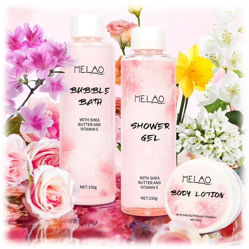 
OEM Wholesale Personal Care Home Hotel body lotion bath gift set spa With bath slat for Women Kids Body 