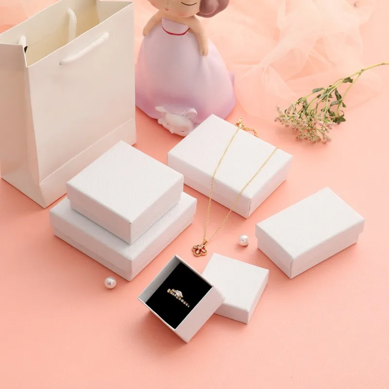 Premium Custom Printed Logo Jewellery Gift Paper Kraft Packaging Luxury Earrings Ring Jewelry Black Boxes With Lid