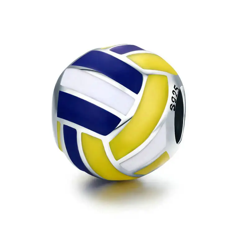 Sport Charms Collection 925 Sterling Silver Round Ball Beads Baseball Volleyball Football Badminton Charm Jewelry
