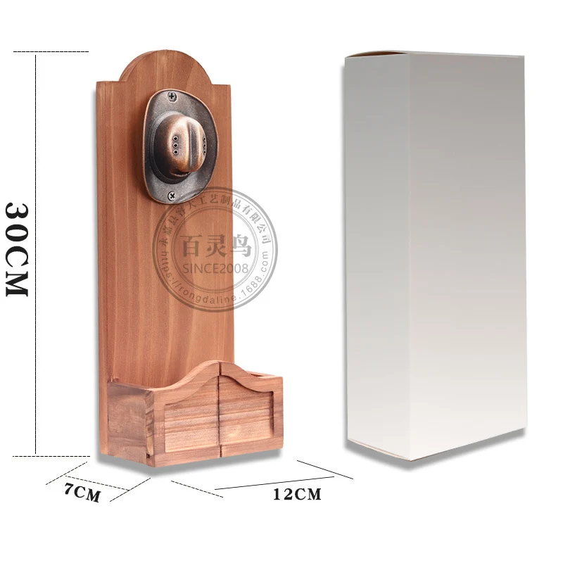 YD373 Vintage Wooden Storage Box Refrigerator Magnetic Bottle Wall Mounted Opener Fridge Magnets Hanging Cowboy Hat Openers