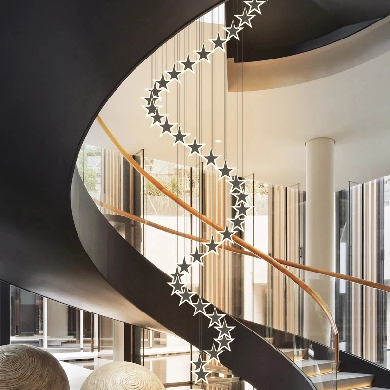 Modern Surface Mount LED Chandelier Indoor Living Room Dropshiping Gold Black Star Shape Pendant Light