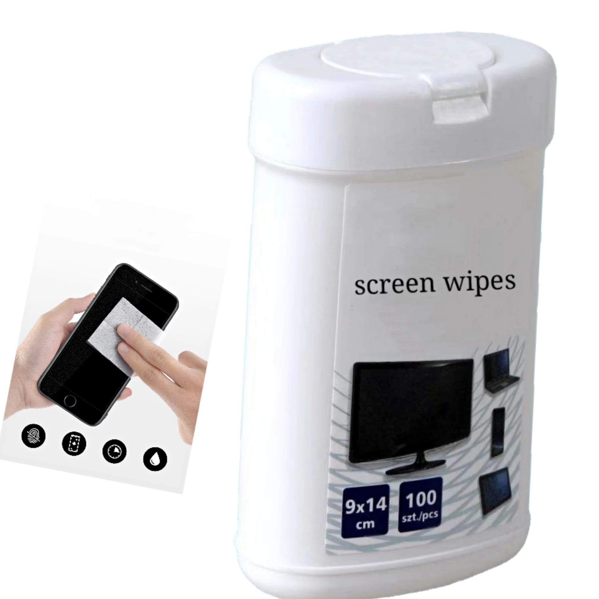 100pcs manufacture oem screen cleaning wipers lcd monitor cleaning wipers computer screen cleaning wet wipers