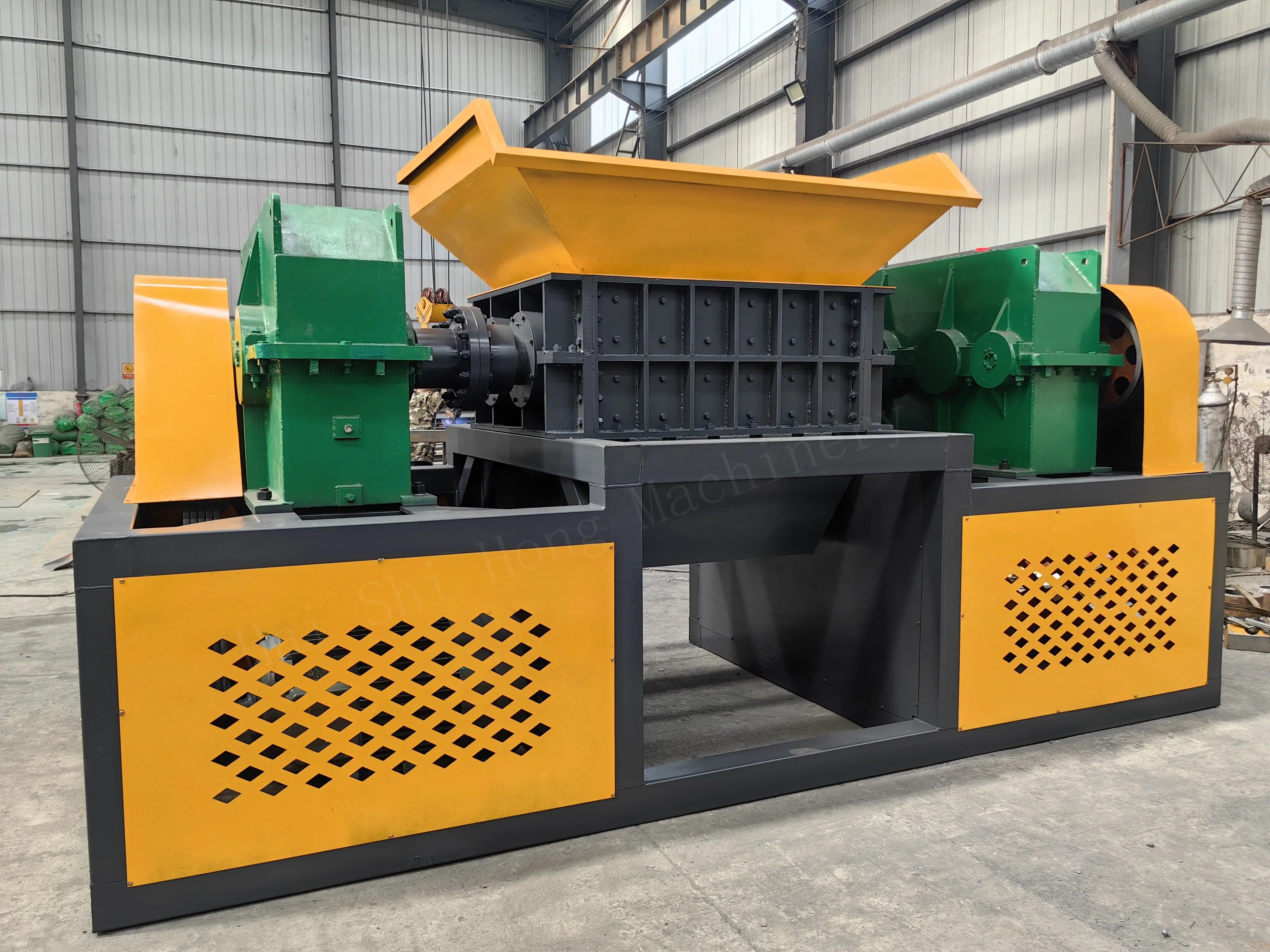 Automatic twin-shaft wood pallet wood garden tree shredder shredder machine for shredding wood