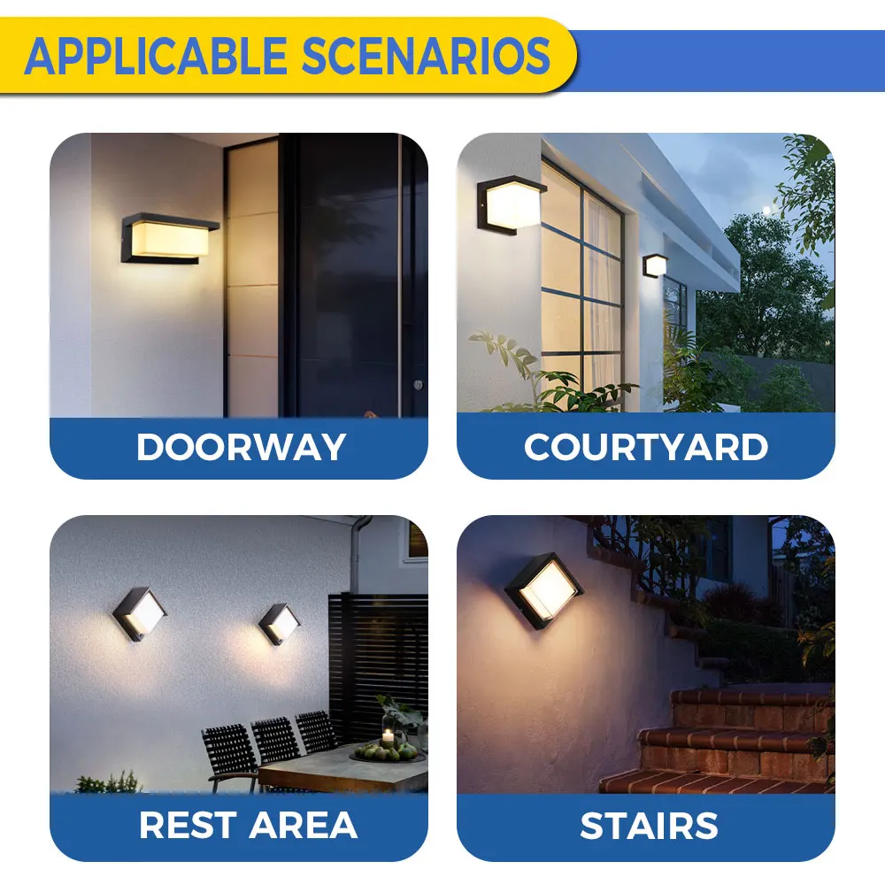 Modern Courtyard Outdoor LED Power Lighting Wall Mounted Square Lamp Bright Custom Corner Design 220V PC Garden House Indoor Use
