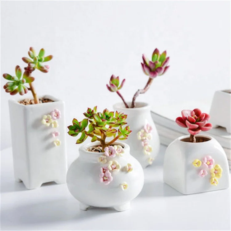 Hollow Bottle Mouth Chinese Blue White Porcelain Flowerpots Succulent Plant Pots