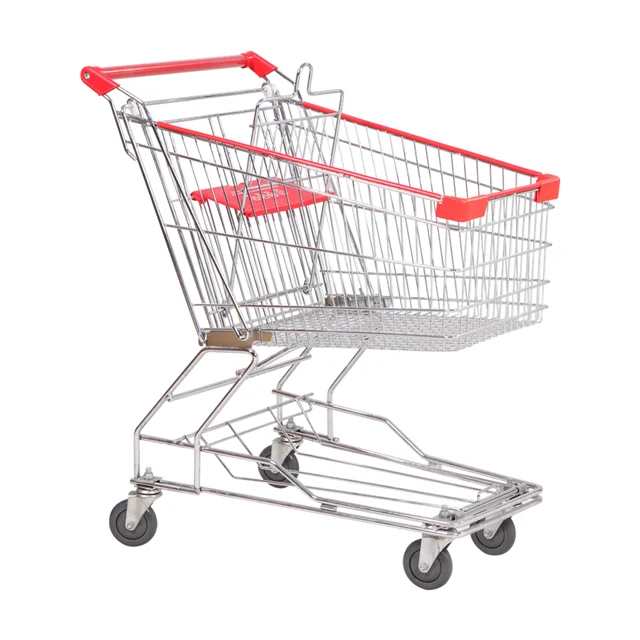 Hot selling cheap price 4 Wheels Asian Metal Supermarket Retail Hand Shopping Cart Trolley