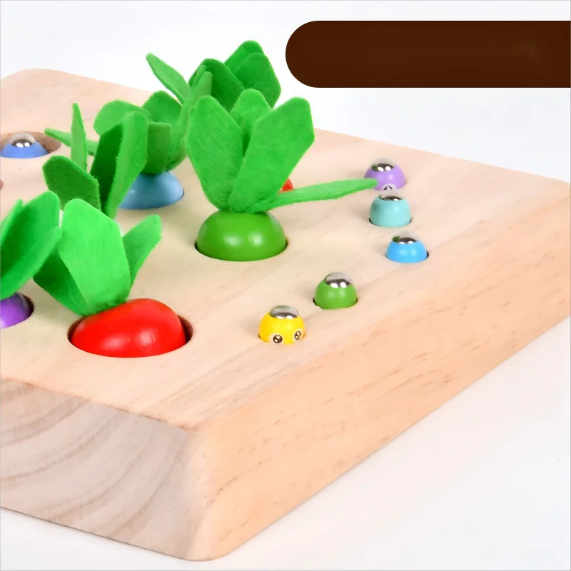 2024 New Magnetism Fishing Game Pulling Carrots Children Hot Sale Wooden Educational Puzzle Montessori Toys for Kids Boys Girls