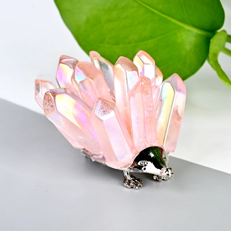 Natural Clear Quartz Hedgehog Crystal Amethyst Citrine Hedgehog Crystal Energy Animal Home Decoration Reiki Healing Crystal Gift