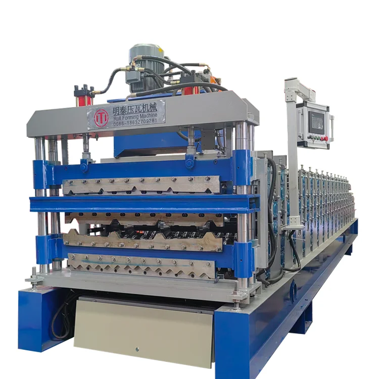 Best-selling automatic multi-purpose three-layer roll forming machine for roofing roof panels