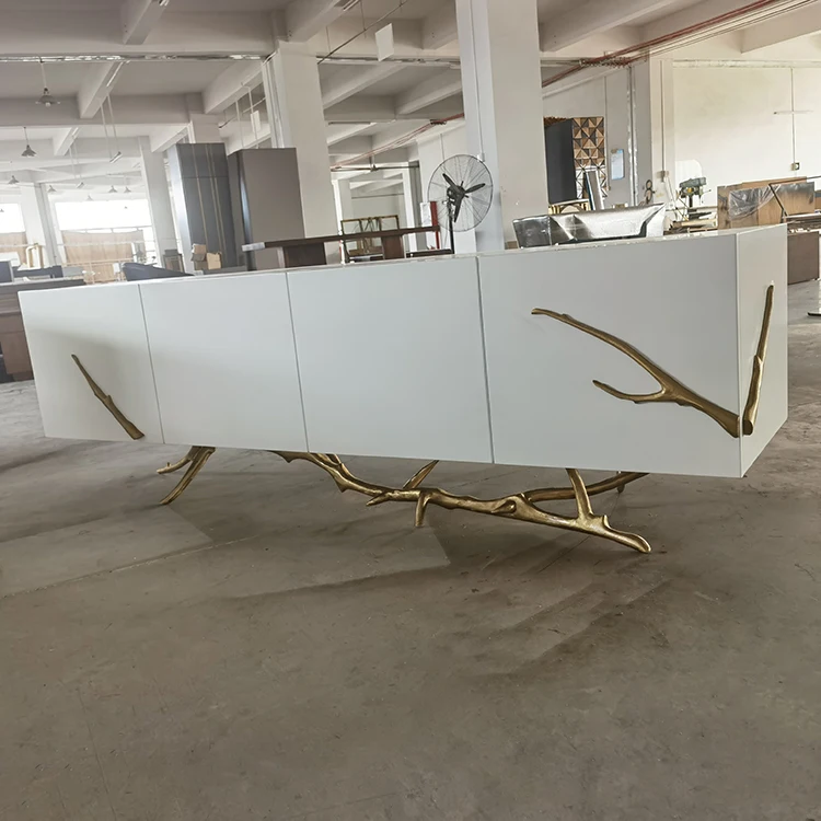 Contenporary TV stand luxury gold copper legs sideboard for living room decoration Dining room Table Side cabinet