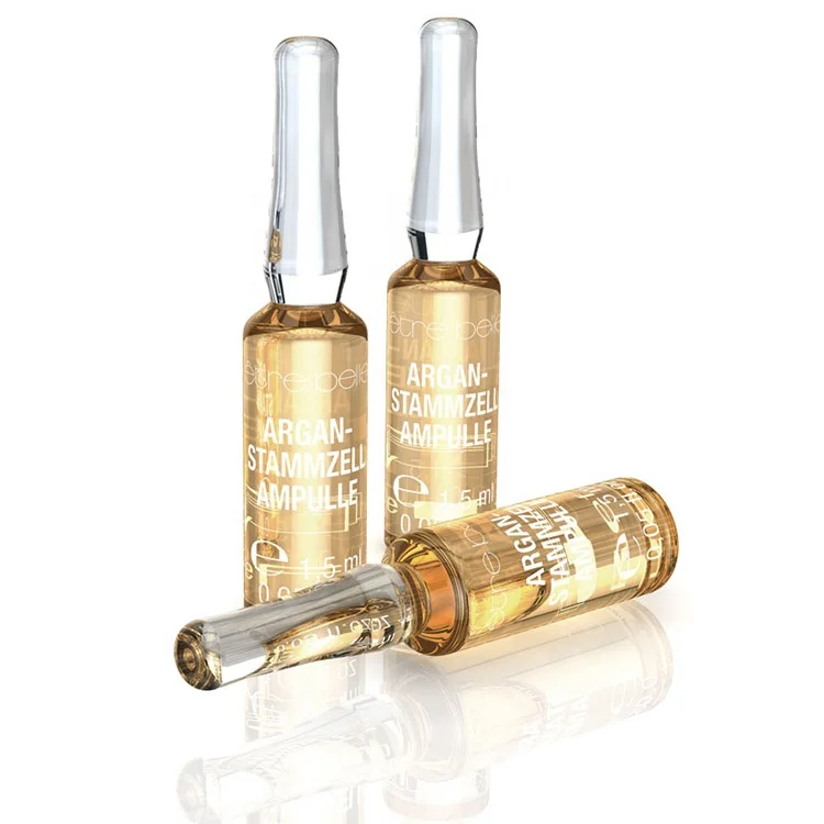 Beauty stem cell ampoule vial with glossy golden logo printing
