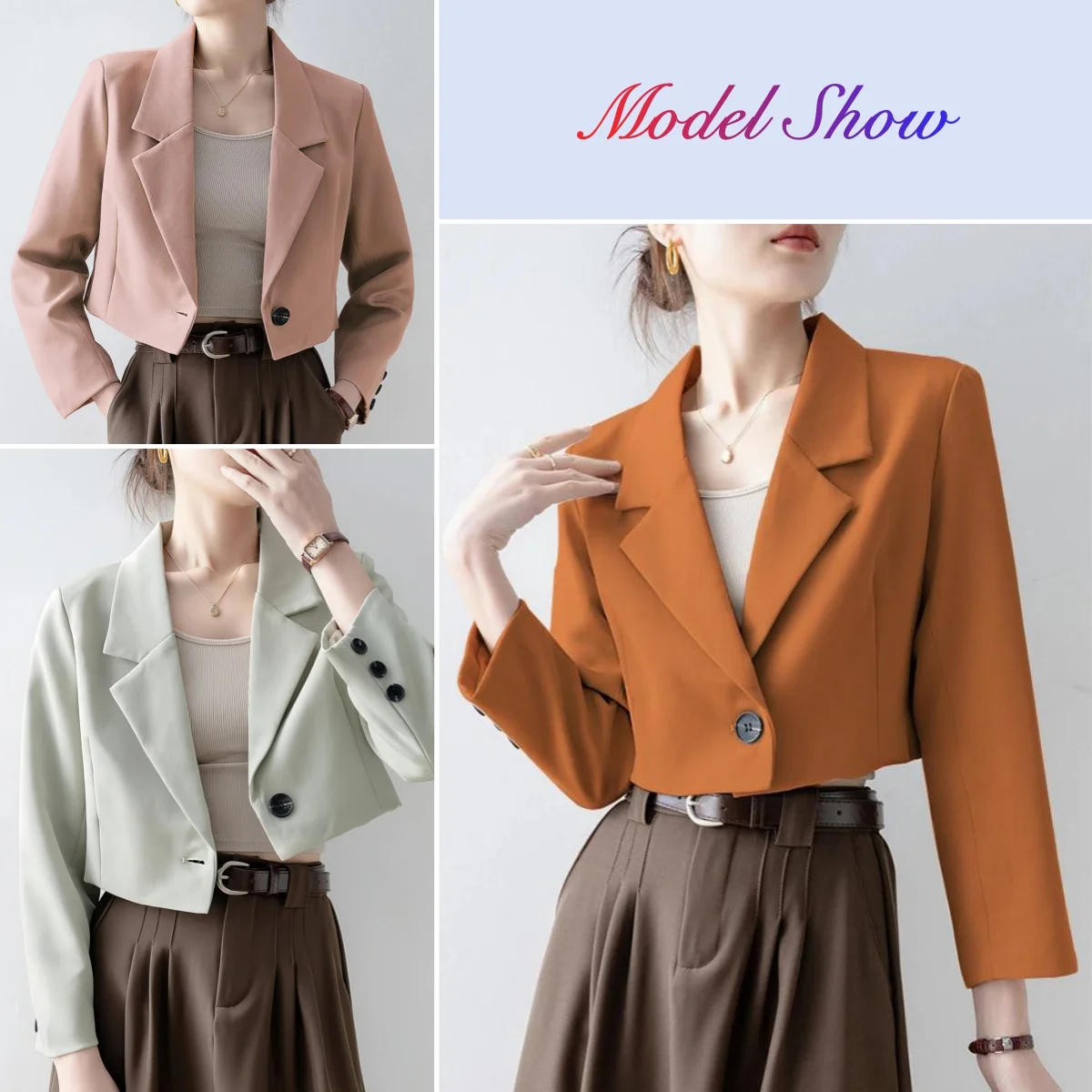 Korea Fashion Lady Slim Fashion Jacket Single Button Lapel Collar Blazer Top New Women Solid Casual Suit Coat