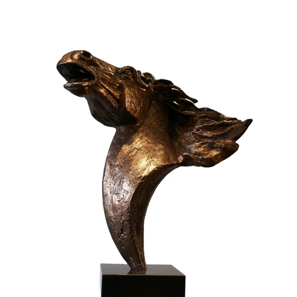 Antique Horse Head Brass Sculpture