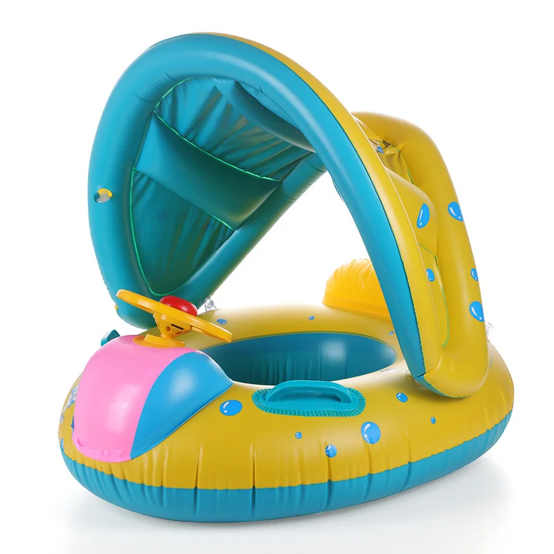 OEM ODM Summer Inflation Baby Chest Float with Canopy Floater Baby Float Swimming Pool Ring