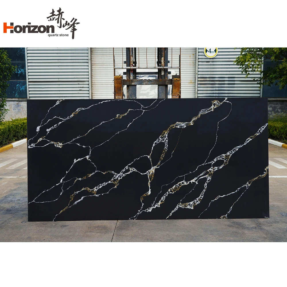 Horizon  Calacatta Black Calcatta Artificial Quartz Slab Stone Quartz 15mm 20mm 30mm Thickness Quartz Countertops Stone