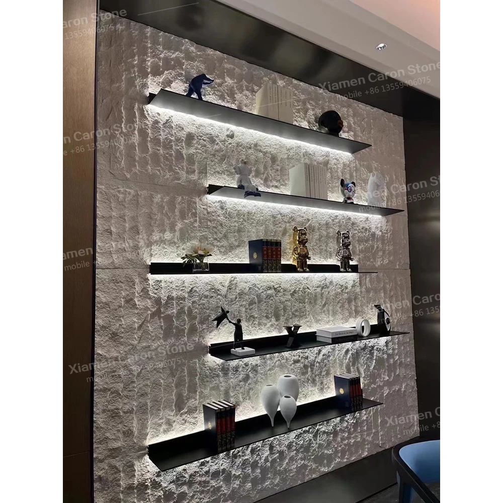 Split limestone cut to size flagstone rock veneer stacked wall stone cladding panel